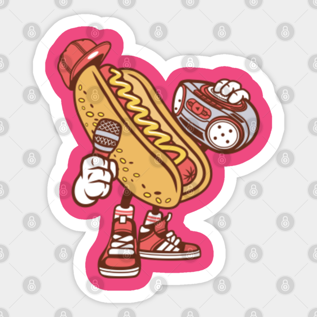 Hot Dog Cartoon Boombox - Cartoon - Sticker | TeePublic AU